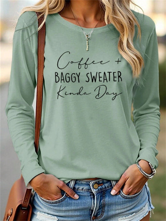 Women's Long Sleeve T-shirt Fall 3D Letter T-shirt Printed Long Sleeve T-shirt