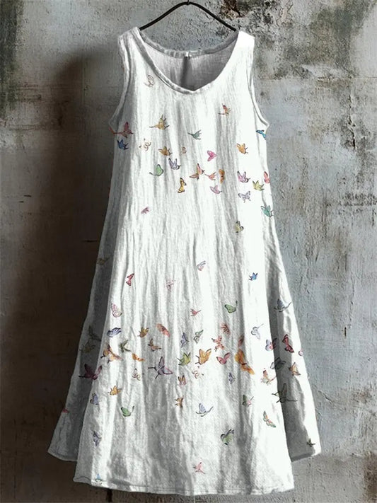 New Arrival Women's Sleeveless Round-Neck 3D Printed Midi Dress for Summer 1