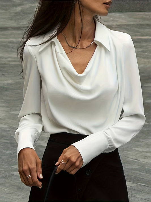 New Spring Women's Solid Color Swing Collar Women's Blouse Shirt