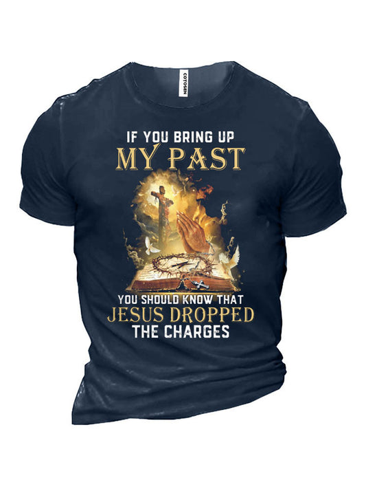 MY PAST Printed Short-sleeved Men's Cotton Tops