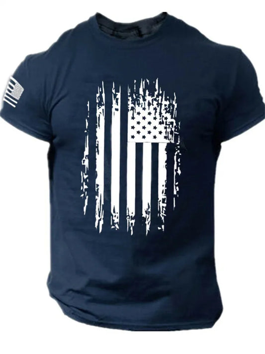 Men's Summer 3D-Printed T-Shirt: U.S. Flag Short-Sleeve Fashion T-Shirt