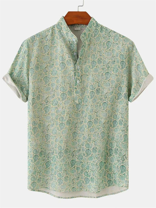 Summer New Flower Beach Short Sleeve Shirt Camouflage Printed Shirts