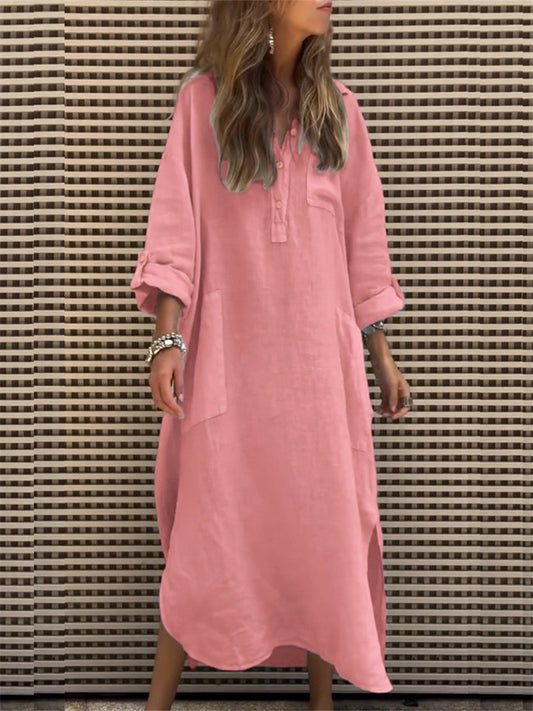 New Women's Autumn and Winter Elegant Solid Color Irregular Dress Simple Long Dresses