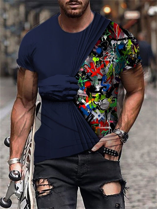 Casual Short Sleeve Men's T-Shirt Round Neck 3D Graphic Hand Printed S M L XL 2XL 3XL 4XL 5XL