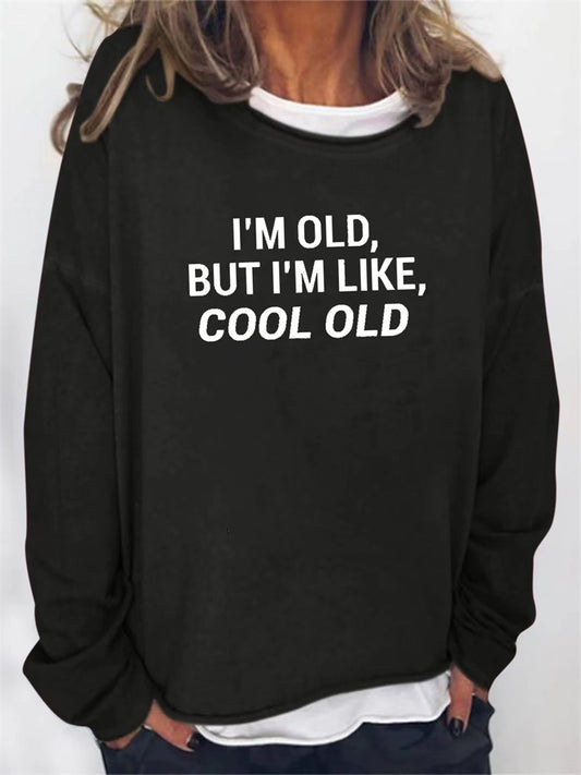 Women's Loose Round Neck Letter Tops Sweatshirt Jacket Black Blue Red S M L XL XXL