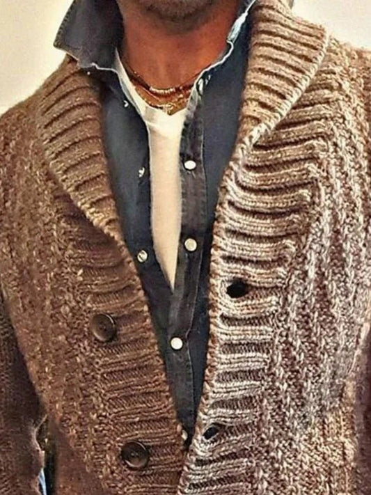 Men's Sweater Button Long Sleeve Knitted Cardigan Coat
