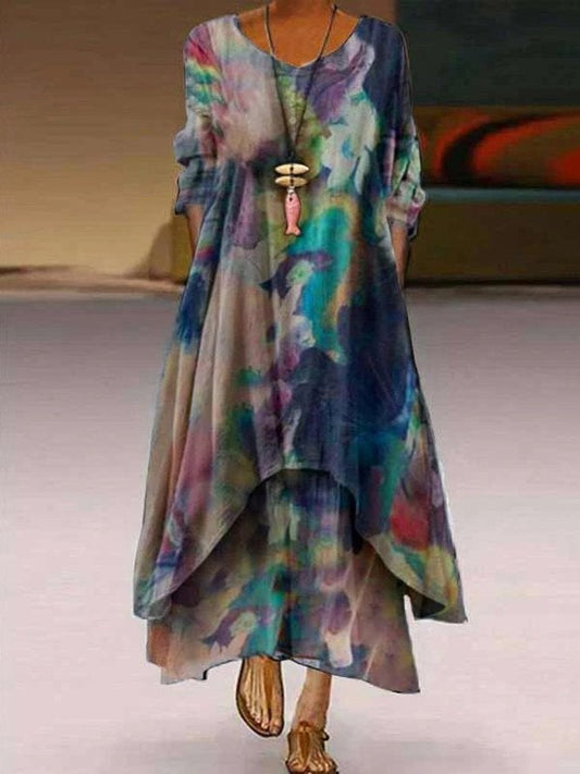 Asymmetric A-Line Casual Crew Neck Dresses