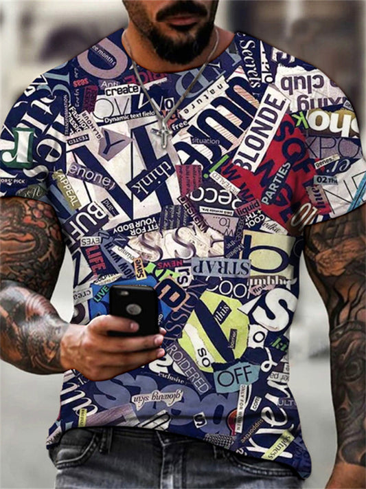 Men's Summer 3D Printed Short-Sleeve T-Shirt Plus Size Men's Crew Neck T-Shirt