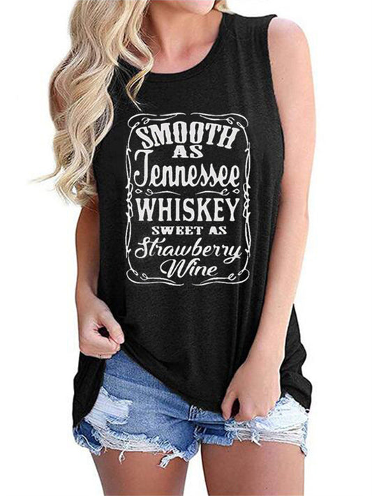 Women's Tank Top Fun Letter Print Round Neck Sleeveless T-shirt