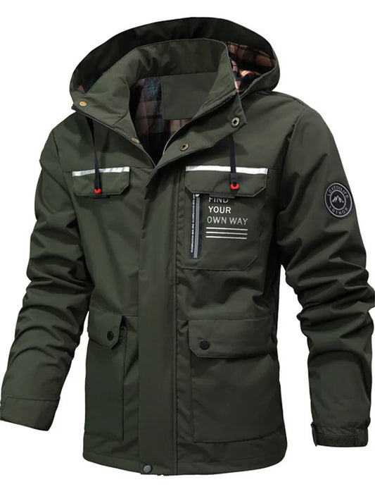 Spring/Fall New Arrival Casual Lightweight Waterproof Mid-Length Men's Hooded Trench Coat Jacket