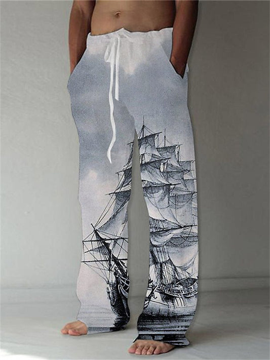 Men's Summer Beach Pants 3D Printed Casual Fashion Printed Long Pants