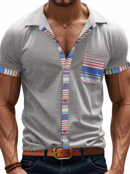 New Summer Men's Casual Luxury Bohemian Short-sleeved Shirt