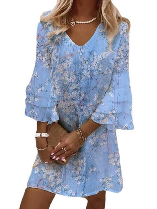 Fresh Print V Leader Mini Dress