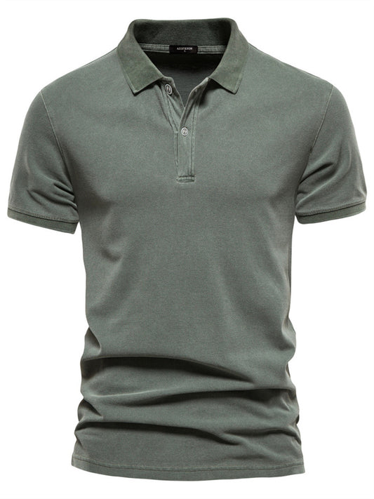Summer New Lapel Button Collar Sports Men's Cotton POLO Shirt Fashion Casual Men's Solid Color Short-sleeved T-shirt
