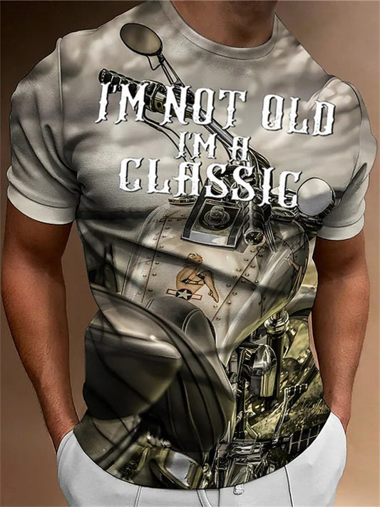 New Summer Fashion Trend Men’s Casual Motorcycle-Print Short-Sleeve T-Shirt