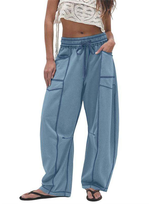 Women's Relaxed Wide-Leg Pants Casual Summer Wide-Leg Pants Drawstring Waist Casual Pants Sweatpants
