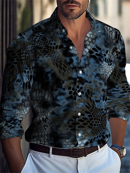New Men's Shirts Printed Men's Long-sleeved Shirt Blouses Shirt