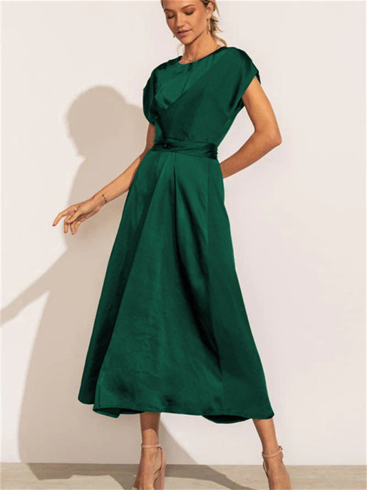 Women's Straps Senior Sense of Satin Sleeveless Dress Temperament Elegant Light Evening Dress