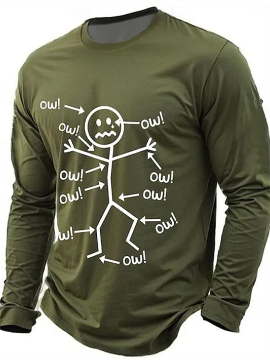 Men's Fall 3D New Style Snowflake Logo Print Pattern Long Sleeve T-Shirt
