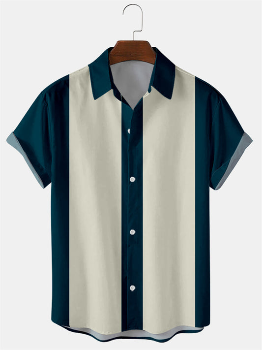 Men's Shirt Bowling Shirt Button Up Shirt Summer Shirt Red Navy Blue Blue Green Short Sleeve Color Block Turndown Outdoor Street Button-Down Clothing Apparel Fashion 1950s Casual Breathable