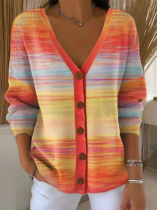New Arrival Fall and Winter 3D Digital Print Women's Drop-Shoulder Cardigan Top Sweater-Style