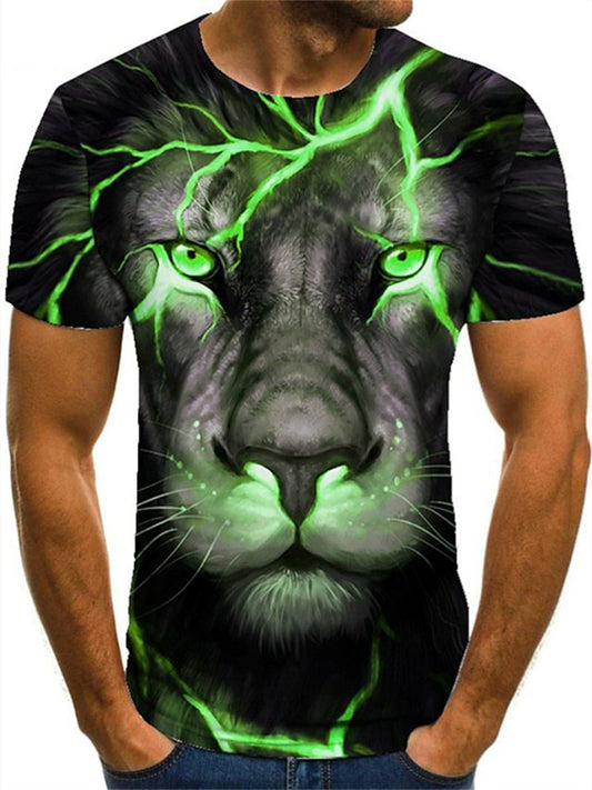 Men's T Shirt Tee Tee Funny T Shirts Graphic Animal Lion Crew Neck Black Red Blue Purple Green 3D Print Plus Size Causal Daily Short Sleeve Print Clothing Apparel Streetwear Exaggerated