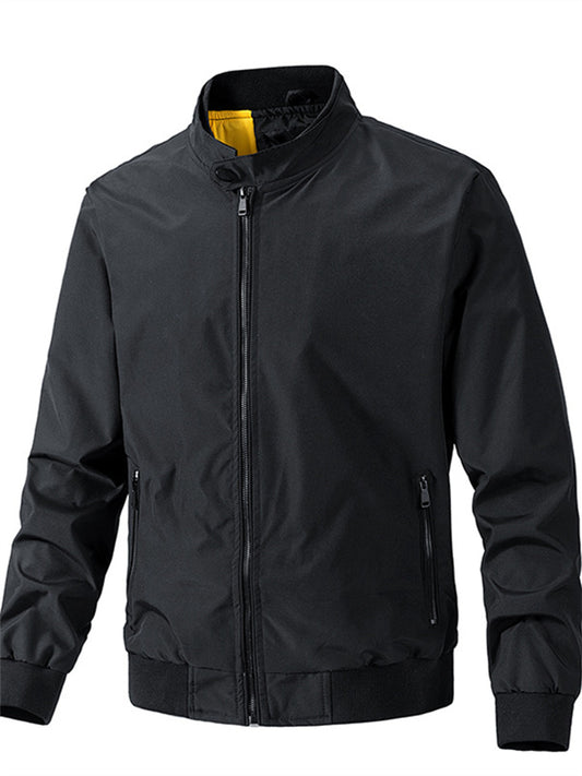 Men's Jacket Outerwear Summer Lightweight Spring/Fall Oversized Casual Stand Collar Jacket