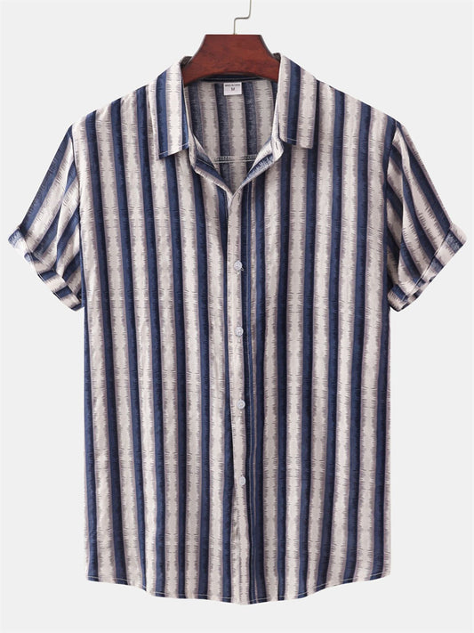 Summer New Stand-up Collar Printed Short-sleeved Men's Floral Shirt Floral Men's Short-sleeved Shirt Men's Clothing