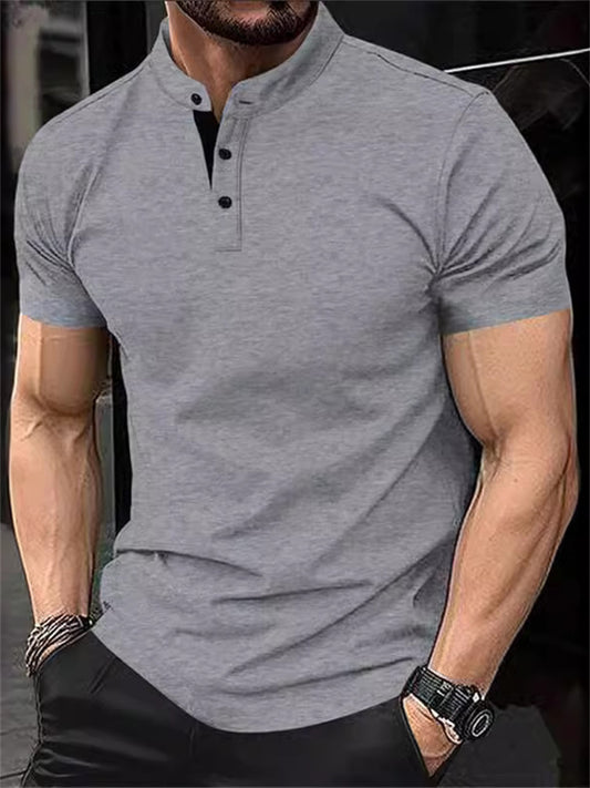 Summer New POLO Shirt American Micro-stretch Short-sleeved Men's Sports Casual Polo Shirt