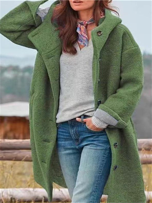 Ladies Solid Color Loose Temperament Commuter Tweed Single Breasted Elegant Wind Jacket Women's