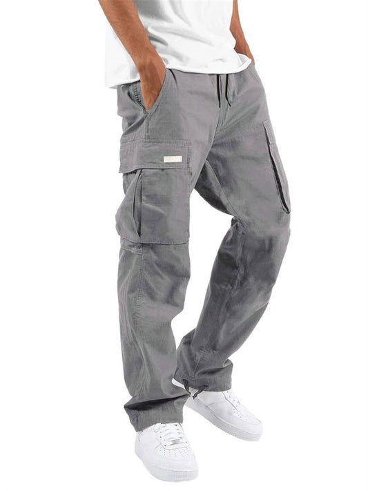 Spring and Autumn New Men's Overalls Drawstring Pockets Casual Pants