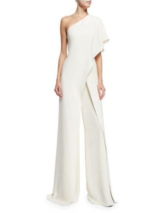 Women's Casual Streetwear Street Daily Wear One Shoulder High Waist Green White Black Jumpsuit Solid Colored