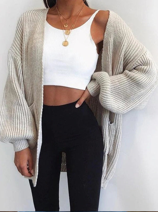 Loose-colored Long Cardigan In European and American Sweaters