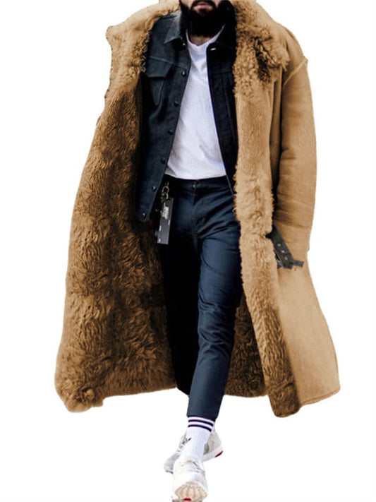 Men's Winter Coat Imitation Leather Padded Jacket Lengthened Fur One Coat