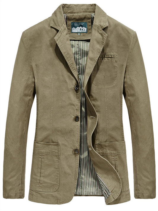 Fall New Men's Cotton Business Jacket Men's Fashion Casual Suit Collar Jacket
