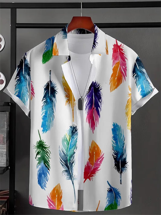 New Summer New Fashion Men's Short-sleeved Printed Shirt Cardigan Shirt