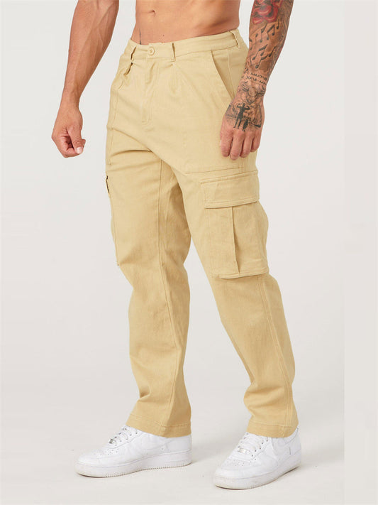 New Arrival Men's Fall Solid Color Casual Sports Relaxed Fit Tapered Workwear Pants