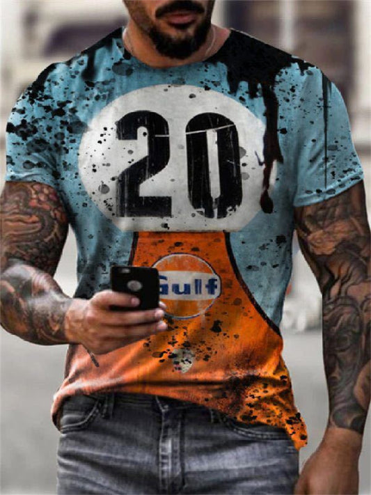 New Men's Summer Sports Slim-Fit Round Neck Printed T-Shirt