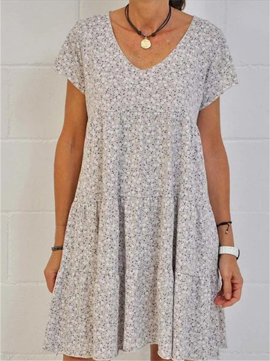 Summer Plus Size Women's Round Neck Slim Short-sleeved Dresses Women