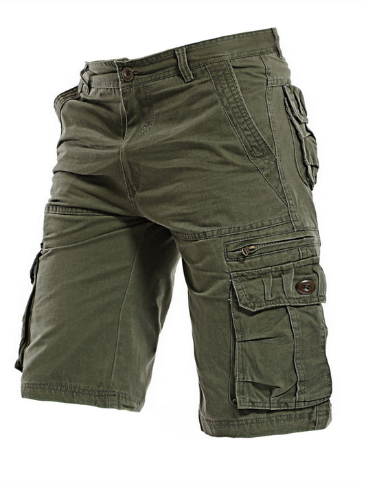 Men's Cargo Shorts Hiking Shorts Zipper Pocket Flap Pocket Plain Comfort Breathable Outdoor Daily Going out 100% Cotton Fashion Casual Black Army Green