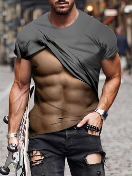 Men's Fashion Funny Muscular Men T-Shirt 3D Printing T-Shirt