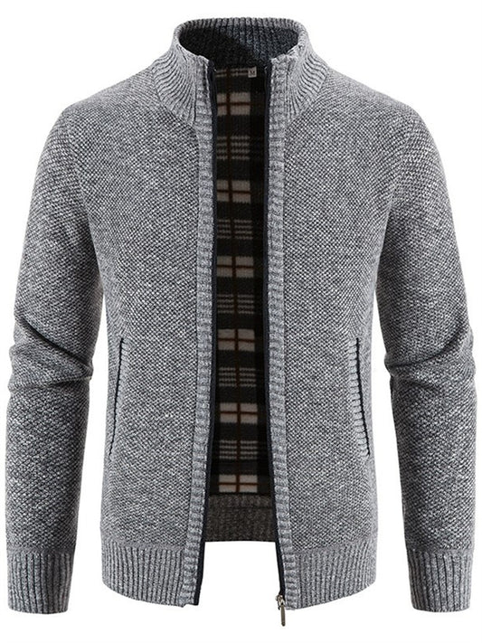 Autumn and Winter New Plushy Thickened Men's Sweater Collar Cardigan Sweater Slim Jacket