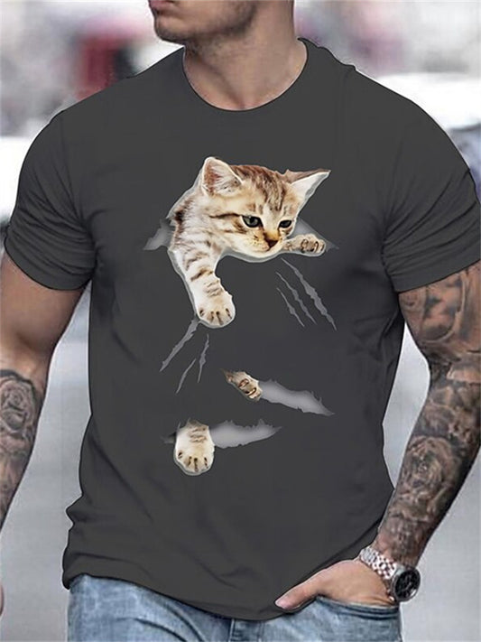 Summer Casual Men's 3D Print Round Neck Short-Sleeve T-Shirt