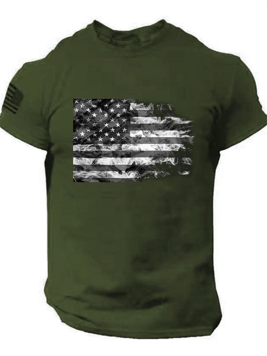 Men's Summer 3D-Printed T-Shirt U.S. Flag Short-Sleeve T-Shirt