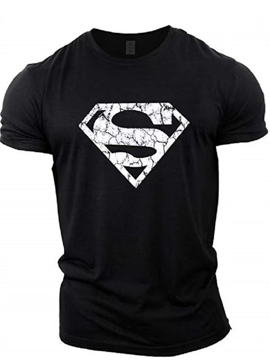 Men's Trend Loose Running Training Sports Short-sleeved T-shirt Letters Casual Cotton Round Neck Fitness T-shirt