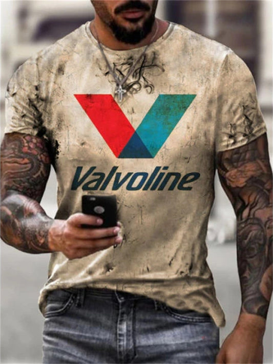 New Summer Men's 3D Short-Sleeve T-Shirt - Casual Round Neck Letter Print Men's T-Shirt