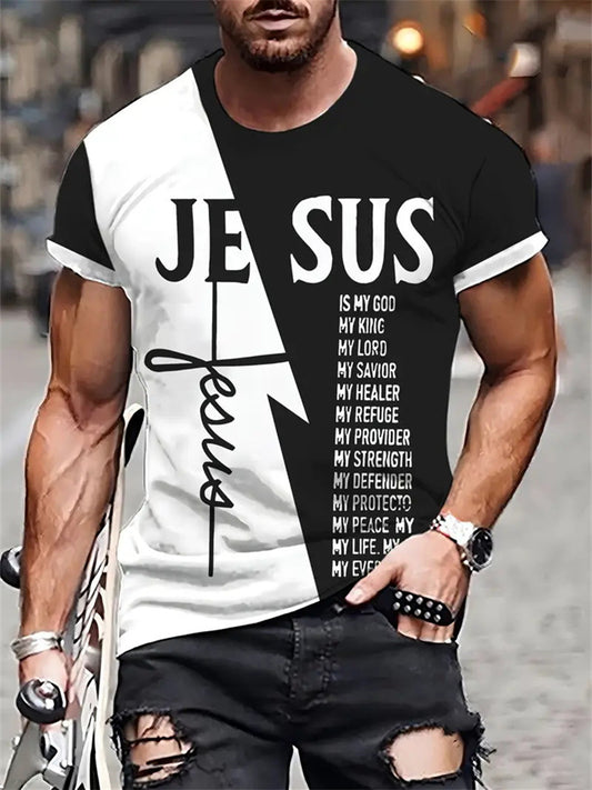 New Men's 3D Printing Round Neck Short Sleeve Casual Monogram T-shirt