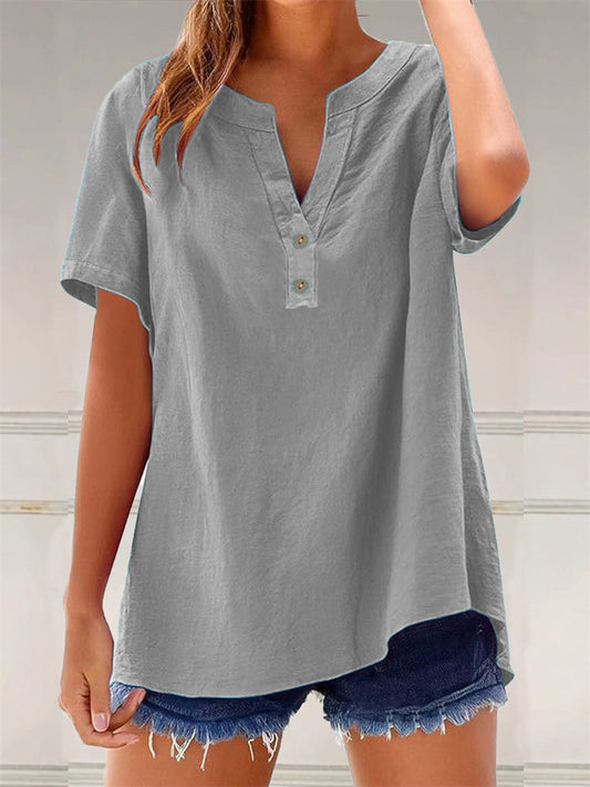 Summer Casual Shirt Loose Women's Fashion Cotton Linen Shirt Top