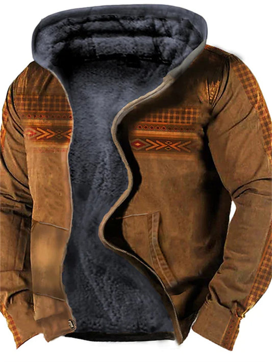 Men's Fleece Jacket Full Zip Hoodie Fleece Hoodie Sherpa Jacket Blue Khaki Brown Gray Hooded Graphic Prints Zipper Print Casual Daily Sports 3D Print Fleece Basic Designer Casual Fall & Winter