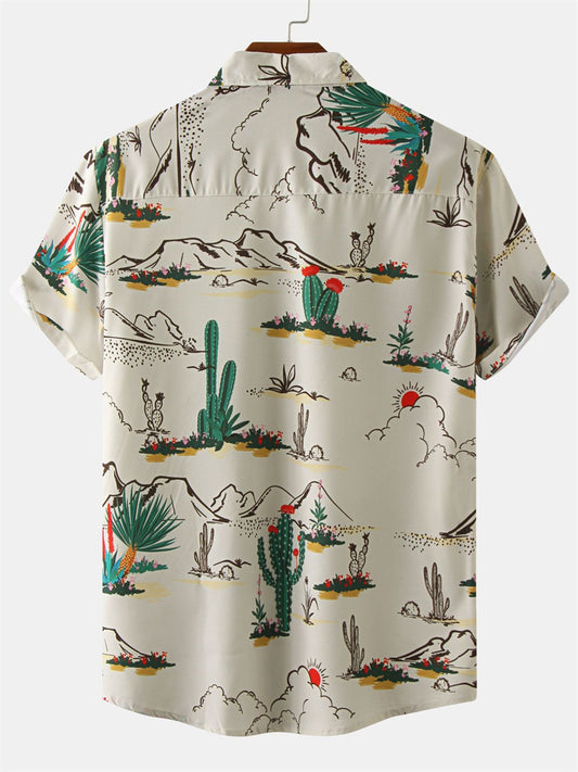 Men's Summer Beach Floral Shirt Fashionable and Comfortable Slim Type Men's Casual Shirt Short-sleeved Tops